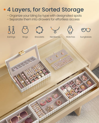 SONGMICS 4-Tier Stackable Jewelry Storage Organizer