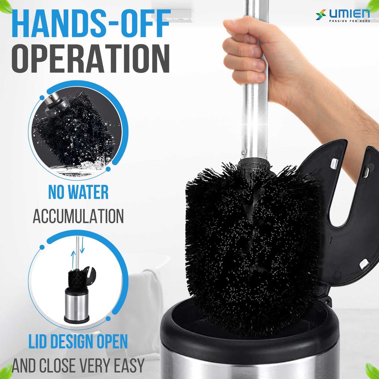 UMIEN Stainless Steel Toilet Brush with Lid