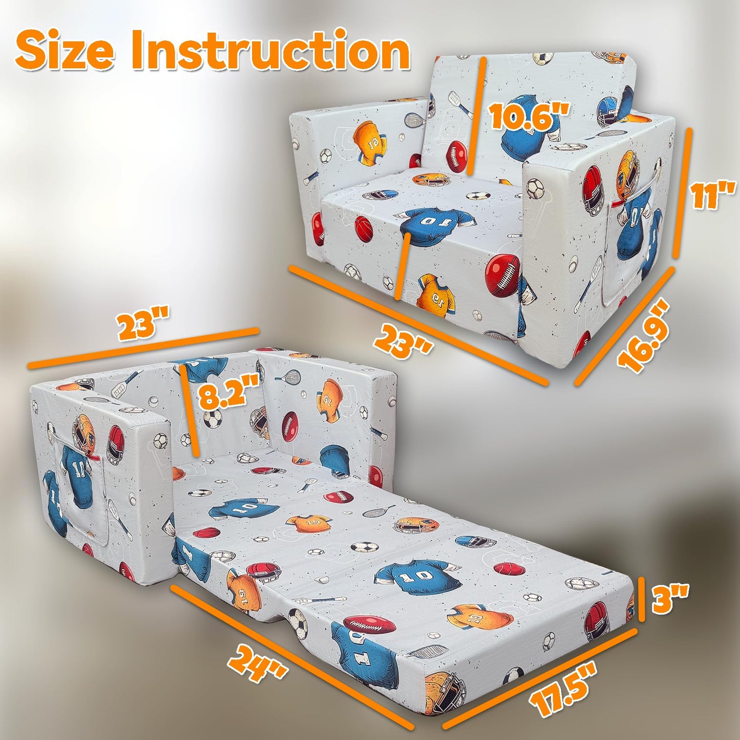 Kids Fold-Out Sofa Lounger for Toddlers