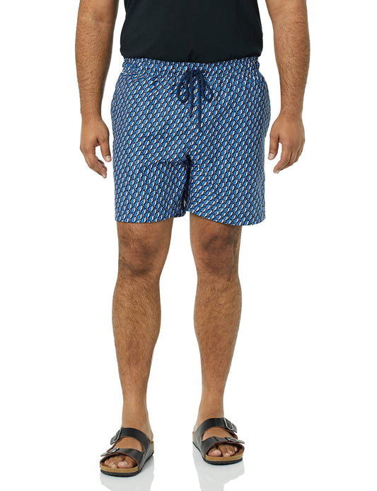 Amazon Essentials Men's 7" Quick-Dry Swim Trunk, Blue Seahorse, Small