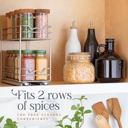 Spice Rack Organizer for Cabinet, Heavy Duty - Pull Out Spice Rack - Lifetime Limited Warranty - Spice Organization 4"Wx10-3/8"Dx8-7/8 H - Spice Racks for Inside Cabinets & Pantry Closet