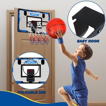 Sports Mini Basketball Hoops - Kids Indoor Over The Door Mini Hoop + Basketball Sets - Perfect Game Accessory for Bedroom + Offic-Sports & Outdoor Play Toys Room Game