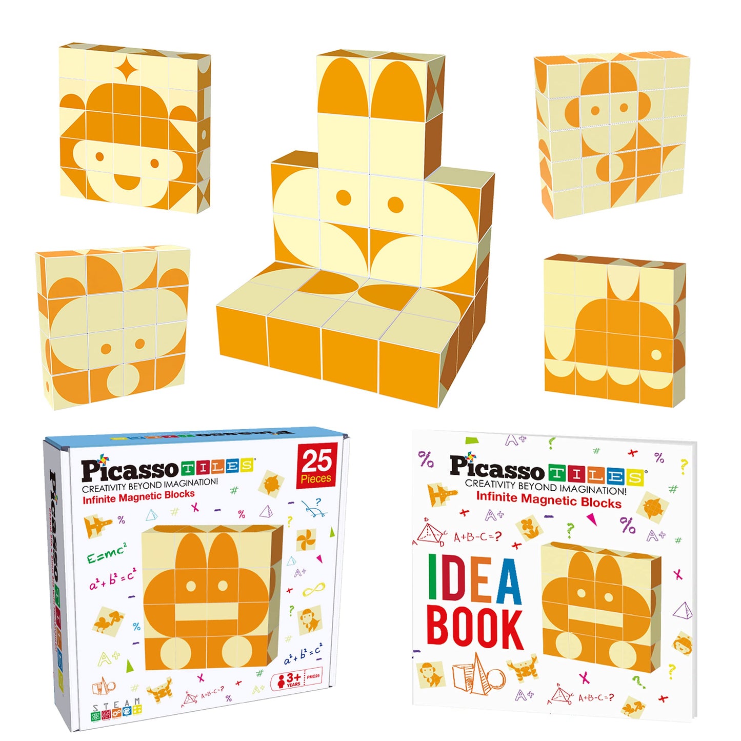 Picasso Cubes 25 Piece Magnetic Puzzle Game Magic Cube Puzzles Brain Teaser Set Kids Toy Magnet Pattern Block Matching Toys with Free Ideabook 150+ Inspirations Included STEM Learning Early Education