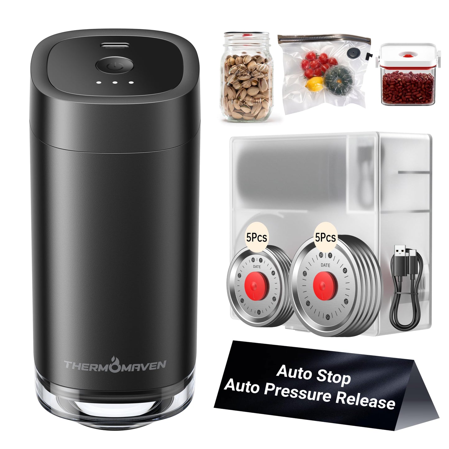 Vacuum Sealer Kit with Reusable Lids