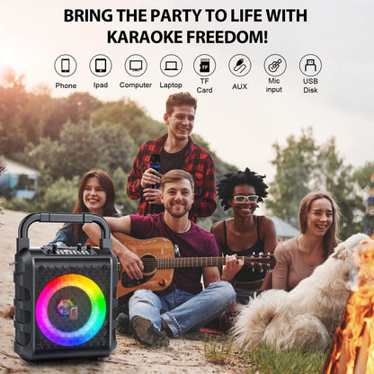 Portable Karaoke Machine with 2 Wireless Microphones