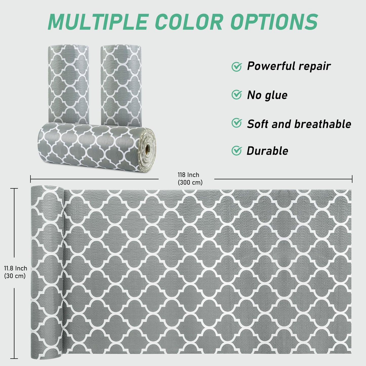 Gopas Drawer and Shelf Liner for Kitchen Cabinets, Non-Adhesive Cabinet Liner Strong Grip Non Slip Waterproof Shelf Paper for Kitchen Shelves Cupboard Drawers,Gray Lantern,12IN X 10FT