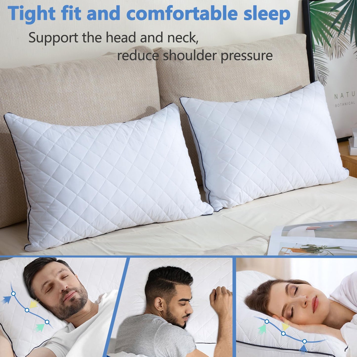 AS AWESLING Soft Pillows for Sleeping - Shredded Memory Foam Bed Pillows Set of 2 for Side Back Stomach Sleepers (Standard(20 * 26 inches))