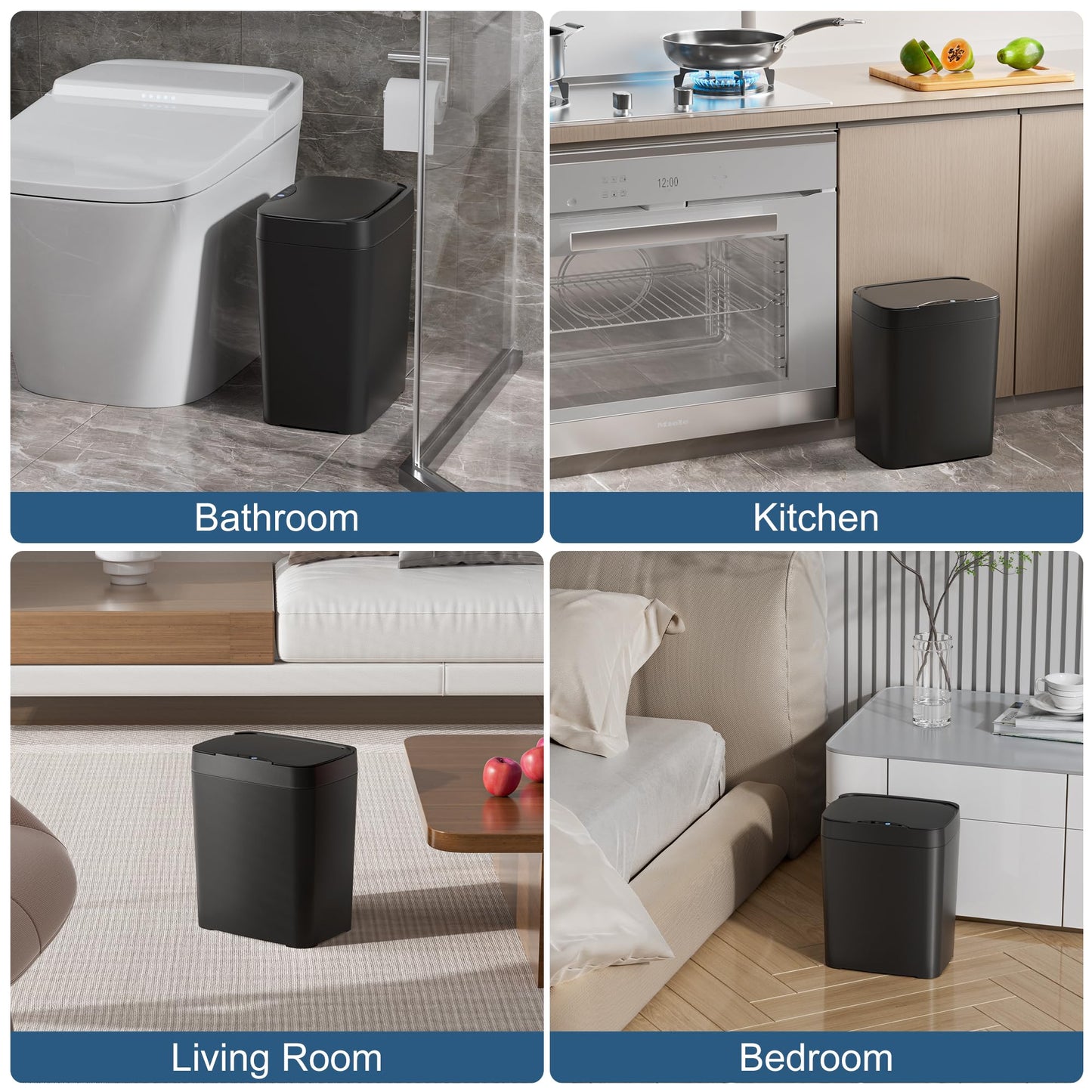2 Pack Touchless Bathroom Trash Cans