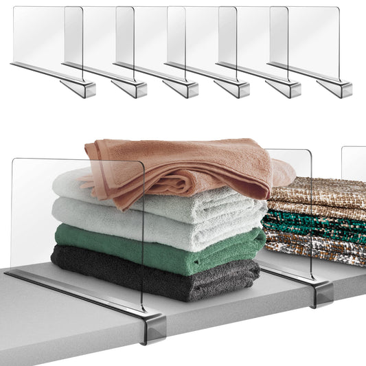 Hekmaden Acrylic Shelf Dividers for Closet Organization 6PCS，Clear Shelf Divider Fits Shelves of 0.4-1 Inch, Shelf Divider for Wooden Shelving