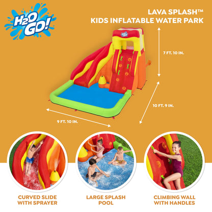 Bestway H2OGO! Lava Splash Kids Inflatable Water Park | Outdoor Slide, Climbing Wall, Splash Pool, Sprinkler | Great for Kids Ages +5