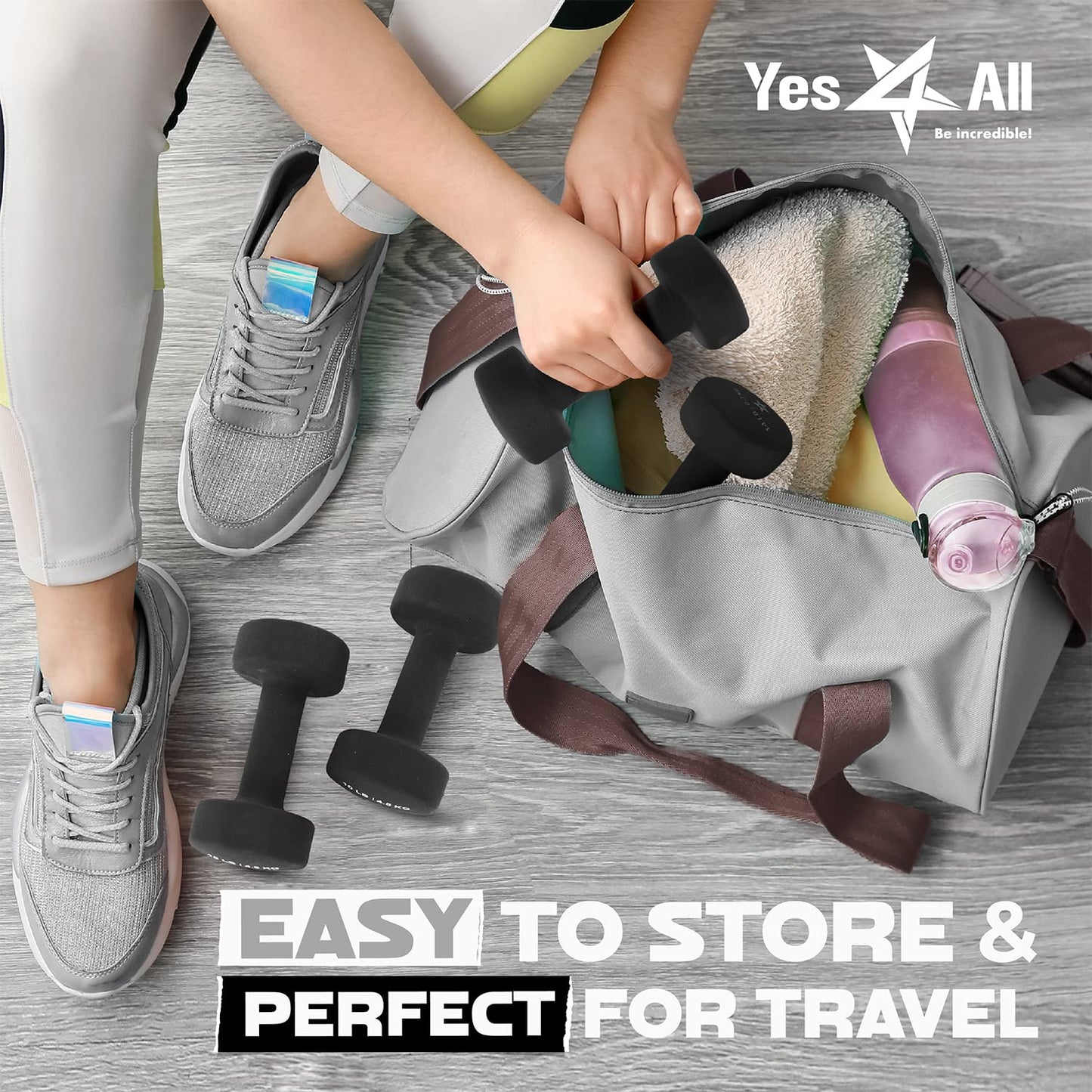 Yes4All 20 lbs Non-Slip Neoprene Dumbbells Pair