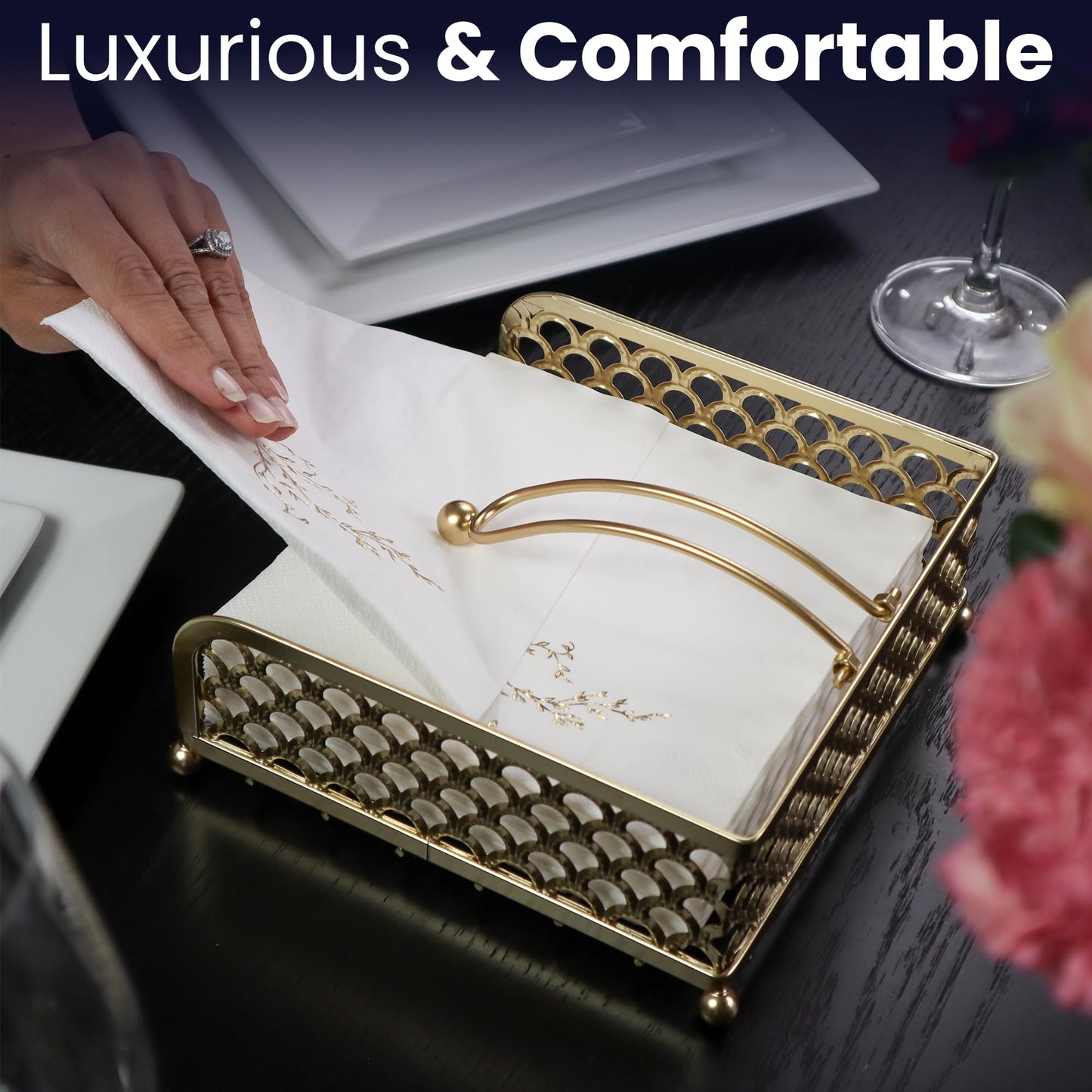 Elegant Napkin Holder with Dispenser Arm