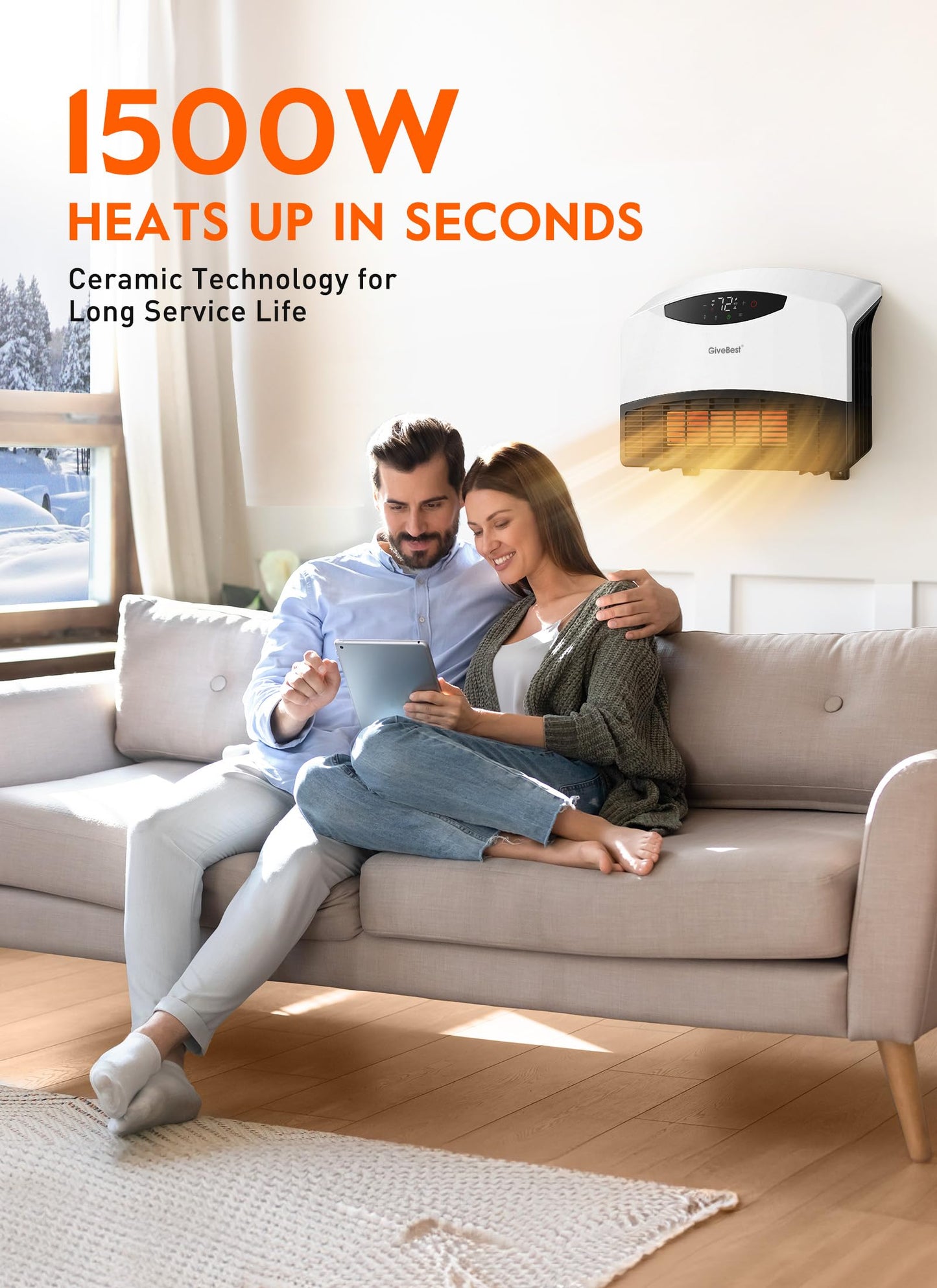 GiveBest 1500W Electric Wall Heater with WiFi