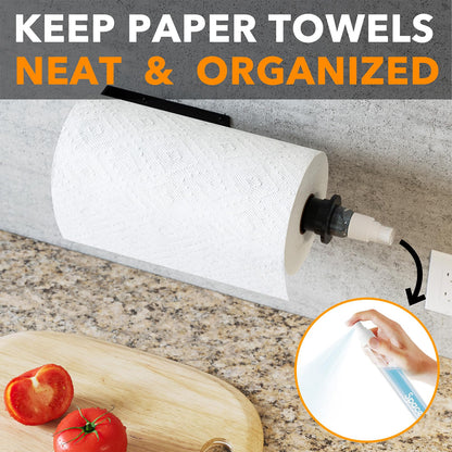 UPDATE: DEAD! SpaceAid SprayNeat Paper Towel Holder with Spray Bottle, Under Cabinet Paper Towels Holders with Sprayer Inside Center, Hanging Wall Mount Papertowels Roller for Kitchen and Bathroom (Black)