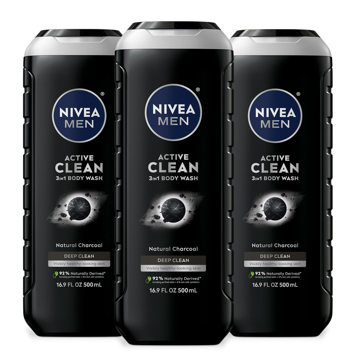 3 Pack NIVEA MEN Active Clean Body Wash