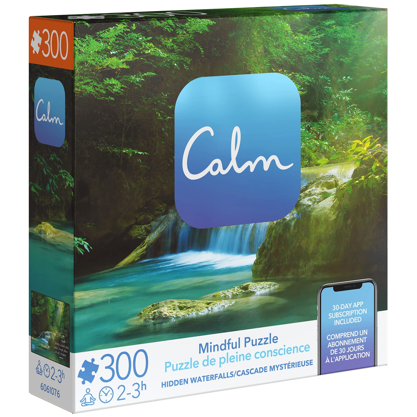 SPIN MASTER GAMES 300-Piece Calm Jigsaw Puzzle for Relaxation, Stress Relief, and Mood Elevation, for Adults and Kids Ages 8 and up, Hidden Waterfalls