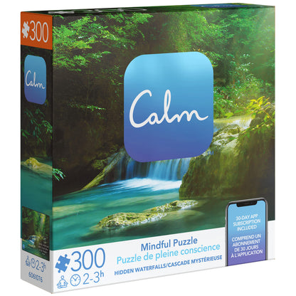 SPIN MASTER GAMES 300-Piece Calm Jigsaw Puzzle for Relaxation, Stress Relief, and Mood Elevation, for Adults and Kids Ages 8 and up, Hidden Waterfalls