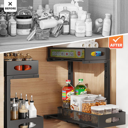 2-Tier Undersink Organizer with Pull-Out Drawers