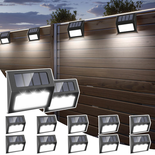 12 Pack Solar Fence Lights Outdoor Waterproof