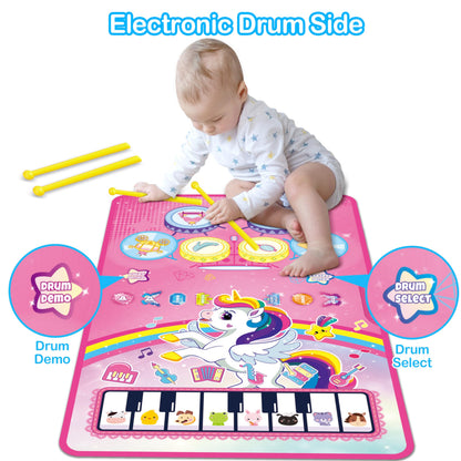 Unicorn Piano Drum Play Mat for Toddlers
