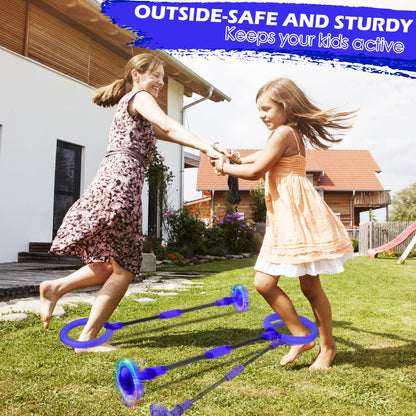GleeGlow Ankle Skip Ball for Kids, Foldable Skip it with Colorful Flash Wheel, Outside Toys for Kids, Gift for Girls & Boys Age 5 6 7 8 9 10 Years Old (Blue)