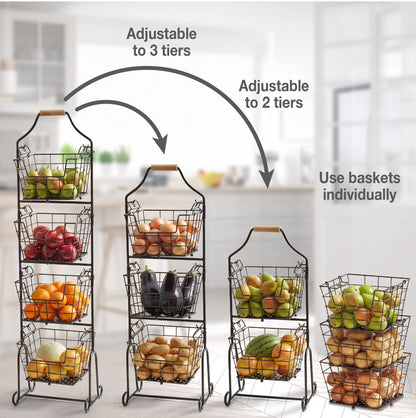 Gourmet Basics 4-Tier Metal Fruit Basket Stand