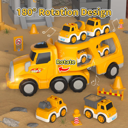 Newcrave Toddler Toys for 2 3 4 5 Year Old Boys, 8 in 1 Construction Trucks Vehicle Playset with Play Mat, Construction Truck Toddler Toys Car for 1 2 3 4 5 Year Old Boys Birthday Gifts