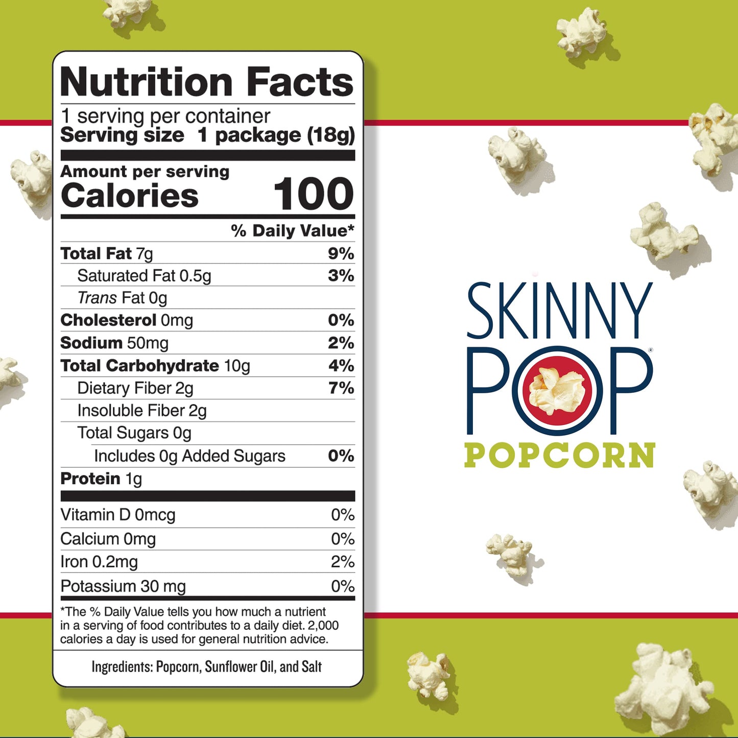 SkinnyPop Gluten Free Popcorn Snack Bags, 30 Count