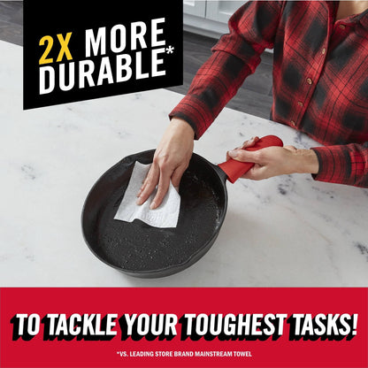 Brawny Tear-A-Square Paper Towels, 6 Double Rolls = 12 Regular Rolls, 3 Sheet Sizes (Quarter, Half, Full), Strength for All Messes, Cleanups, and Meal Prep