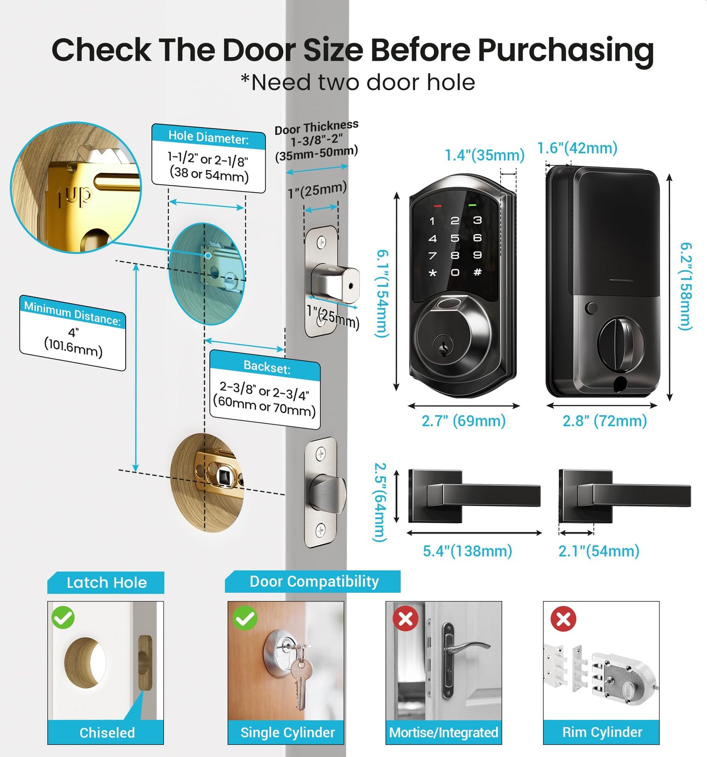Veise Fingerprint Smart Lock with Keyless Entry
