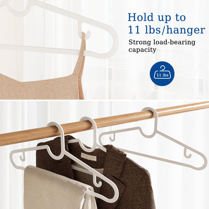 GETORO Velvet Hangers 50 Pack with 10 Plastic Hangers, Non Slip Clothes Hangers, White Felt Hangers for Coats, Pants, Dress, 50 White/10 Beige