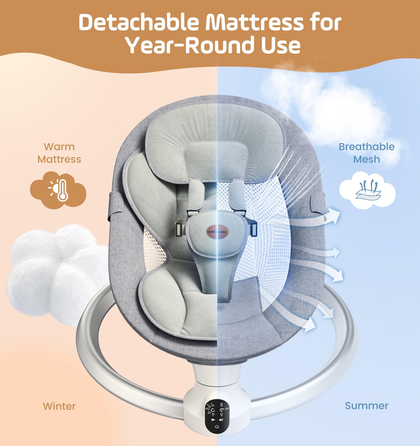 Electric Baby Swing with Bluetooth & Lullabies