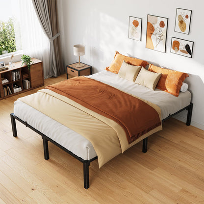 GarveeHome 14 Inch Tool-Free Full Bed Frame, Heavy Duty Metal Platform Bed Frame with Durable Iron Slat Support and Legs, No Box Spring Required, No Screws Needed, Support Up to 800 Lbs