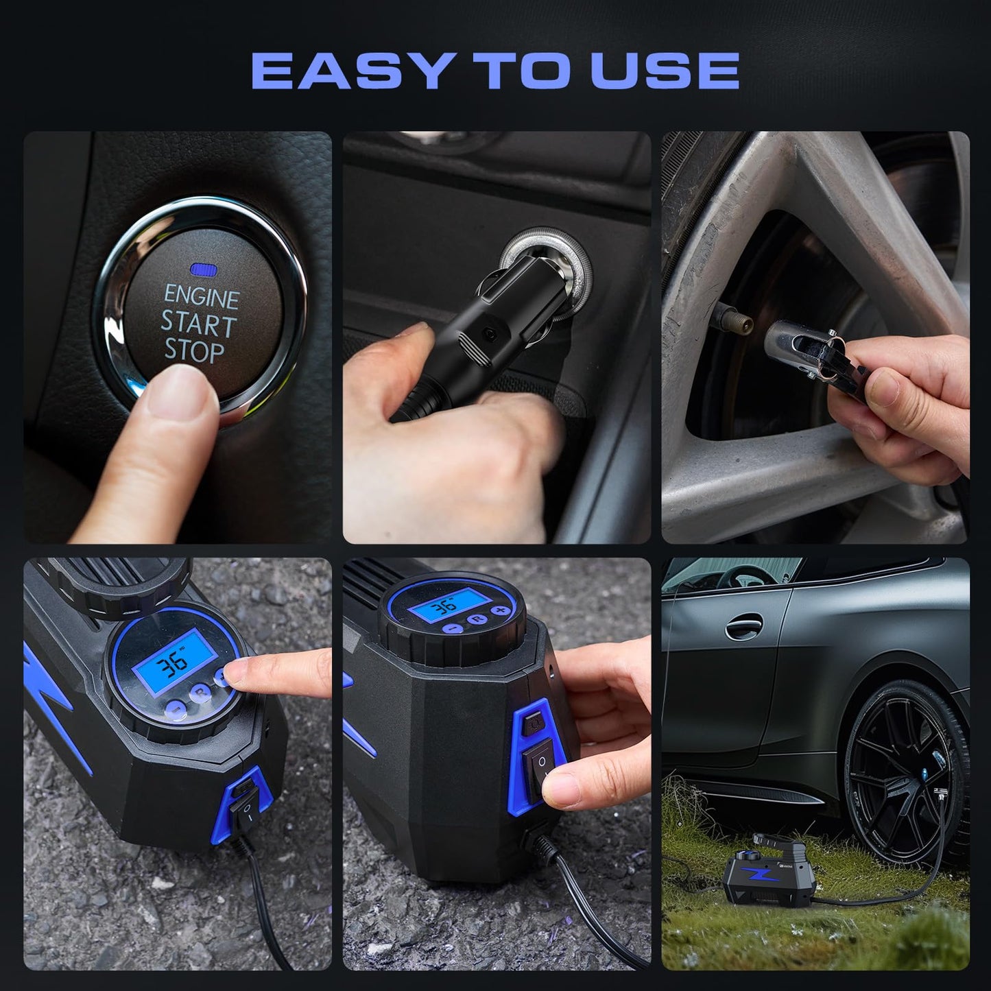 Portable Tire Inflator with Digital Pressure Gauge