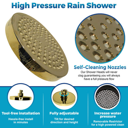 High Pressure Shower Head with Anti-Clog Nozzles