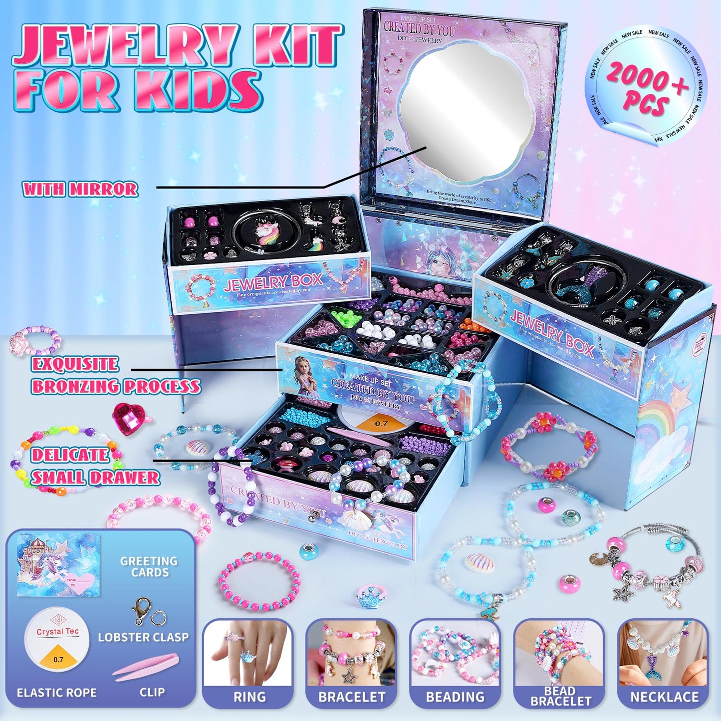 FUNSENLY 2000pcs Charm Beads Jewelry Making Kit