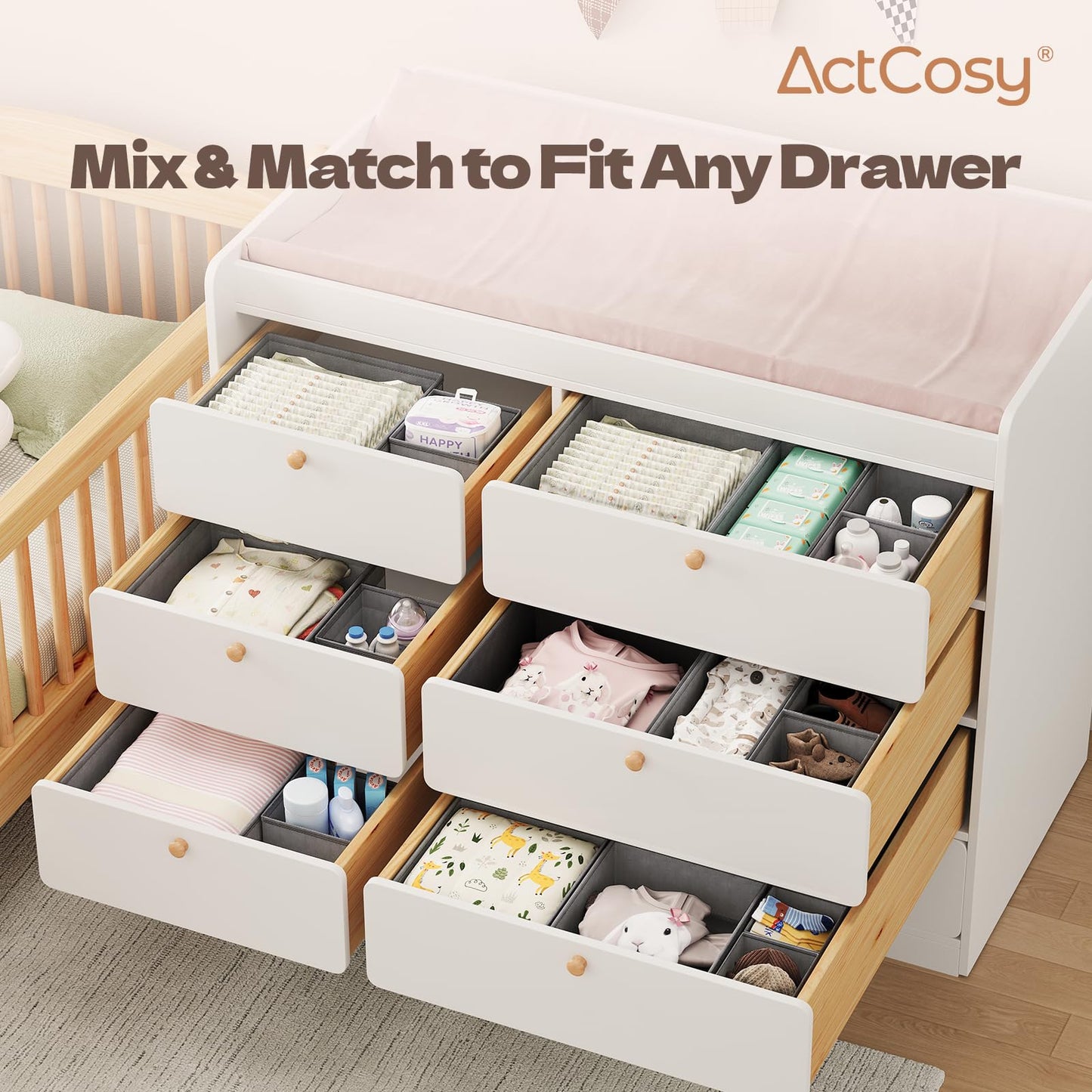 12 Pack Drawer Organizer for Baby Clothes