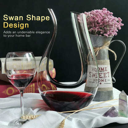Red Wine Decanters by NUTRIUPS Swan Wine Decanter Lyre Shape Wine Decanter and Carafe Hand Blown Red Wine Decanters