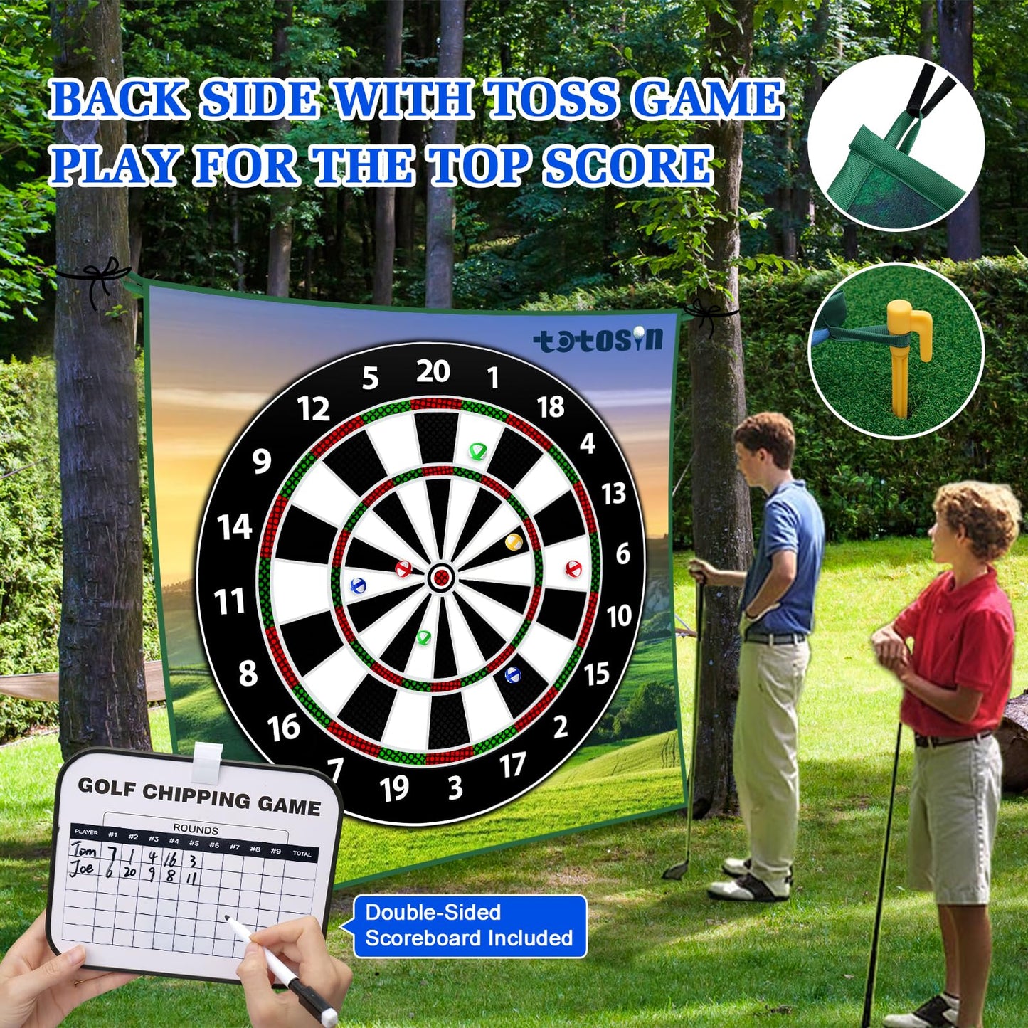 Golf Chipping Game with Double-Sided Practice Mat