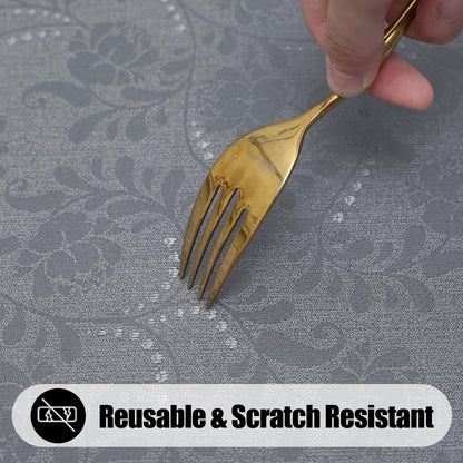 Moosfor Rectangle Tablecloth 60x84 Inch, Waterproof Damask Jacquard Table Cloth, Washable Fabric Table Covers for Dining, Parties, Indoor and Outdoor, Grey