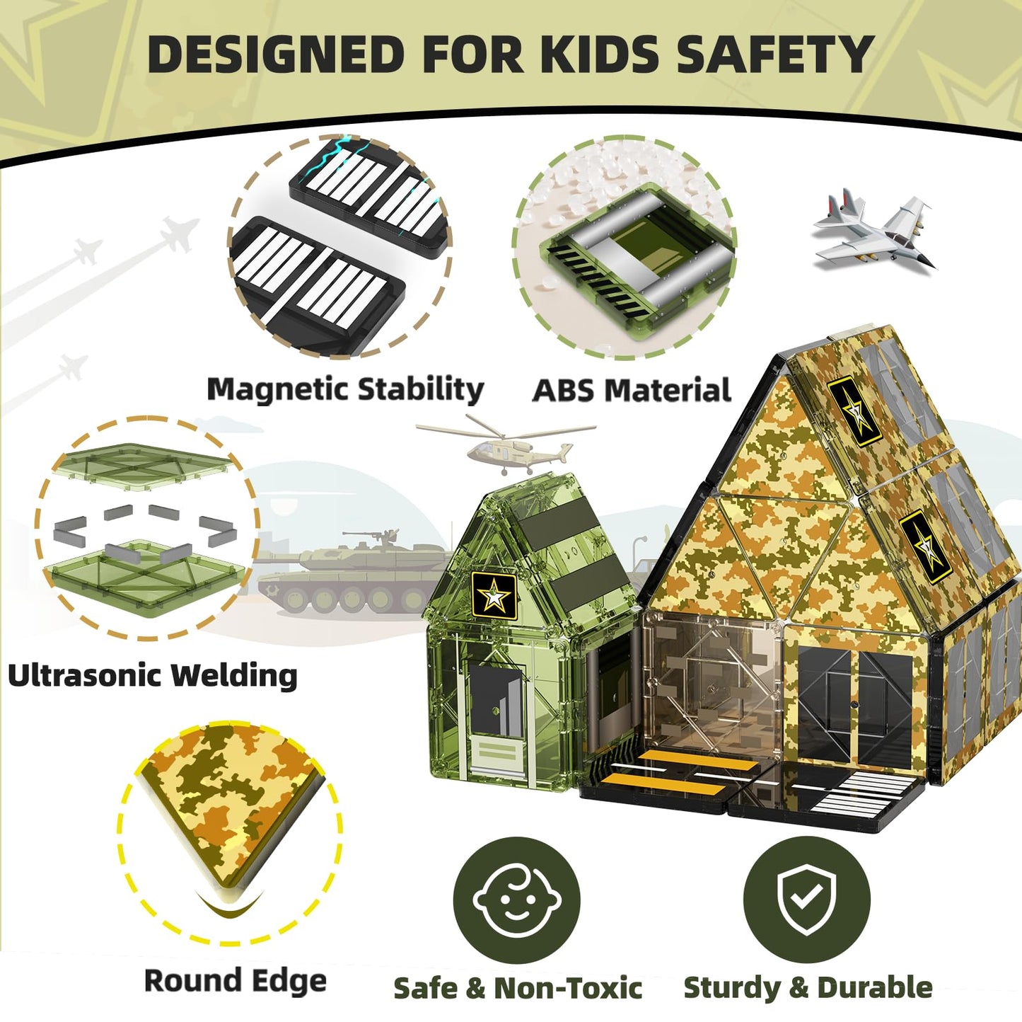 100 PCS Army Magnetic Building Blocks Toys