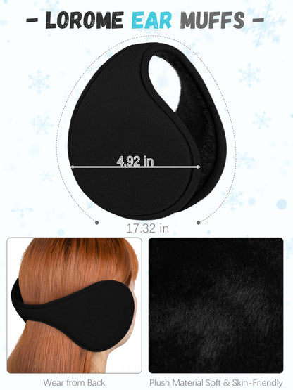 Winter Hat Scarf Gloves and Ear Warmer, Warm Knit Beanie Hat Touch Screen Gloves Set Winter Gifts Neck Scarves for Women Black