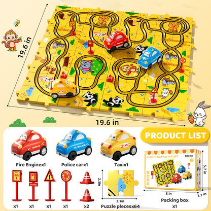 Race Car Puzzle Track Set for Kids 3-6