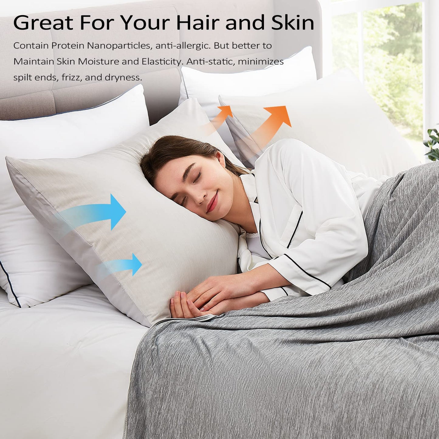 Topcee Cooling Pillow Cases, 2 Packs King Size Arc-Chill Q-Max>0.5 Ultra Soft Cool Pillowcases for Hair and Skin, Breathable Cold Pillow Case for Hot Sleepers & Night Sweats (Light Gray 20x36)