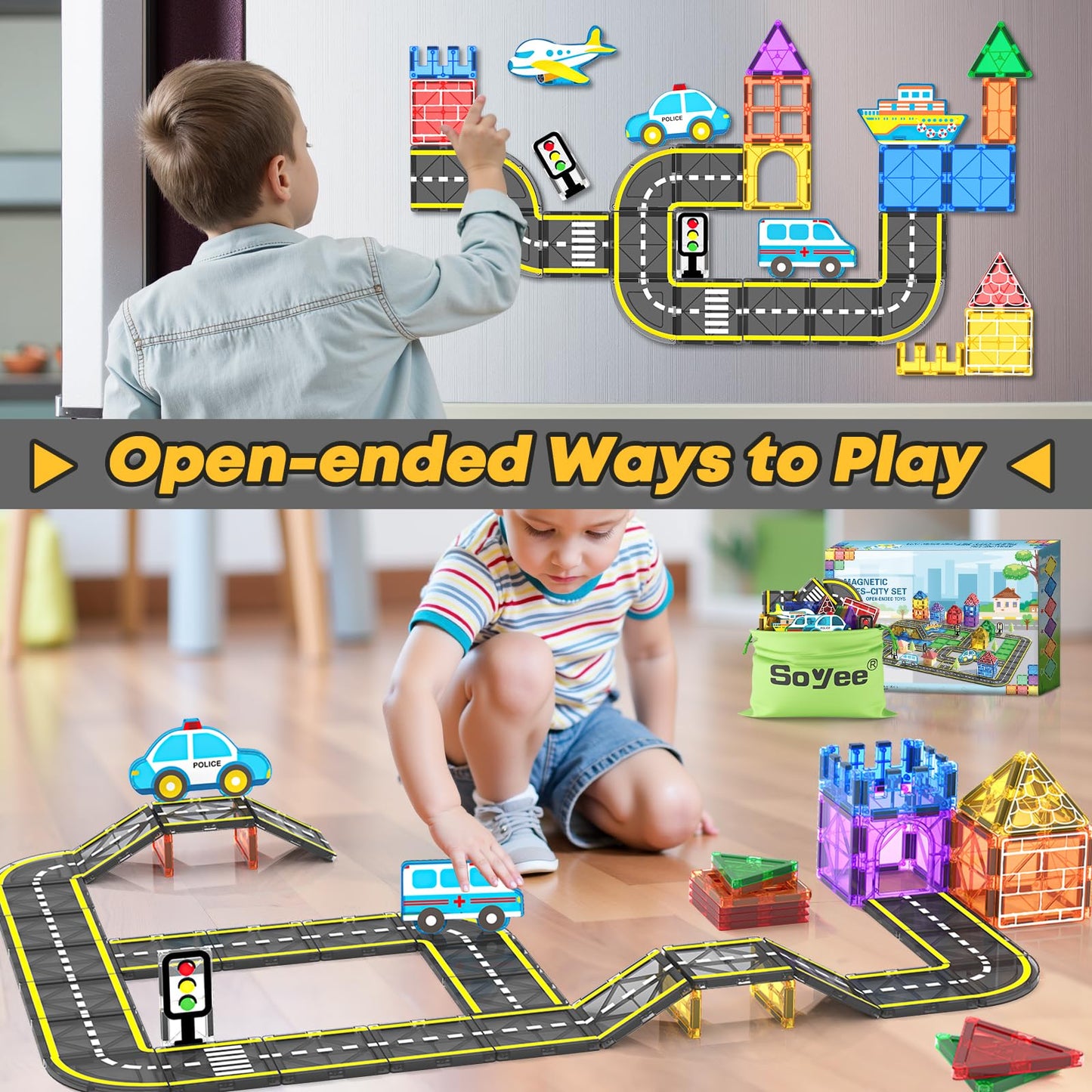 Magnetic Building Blocks Cars Set for Kids