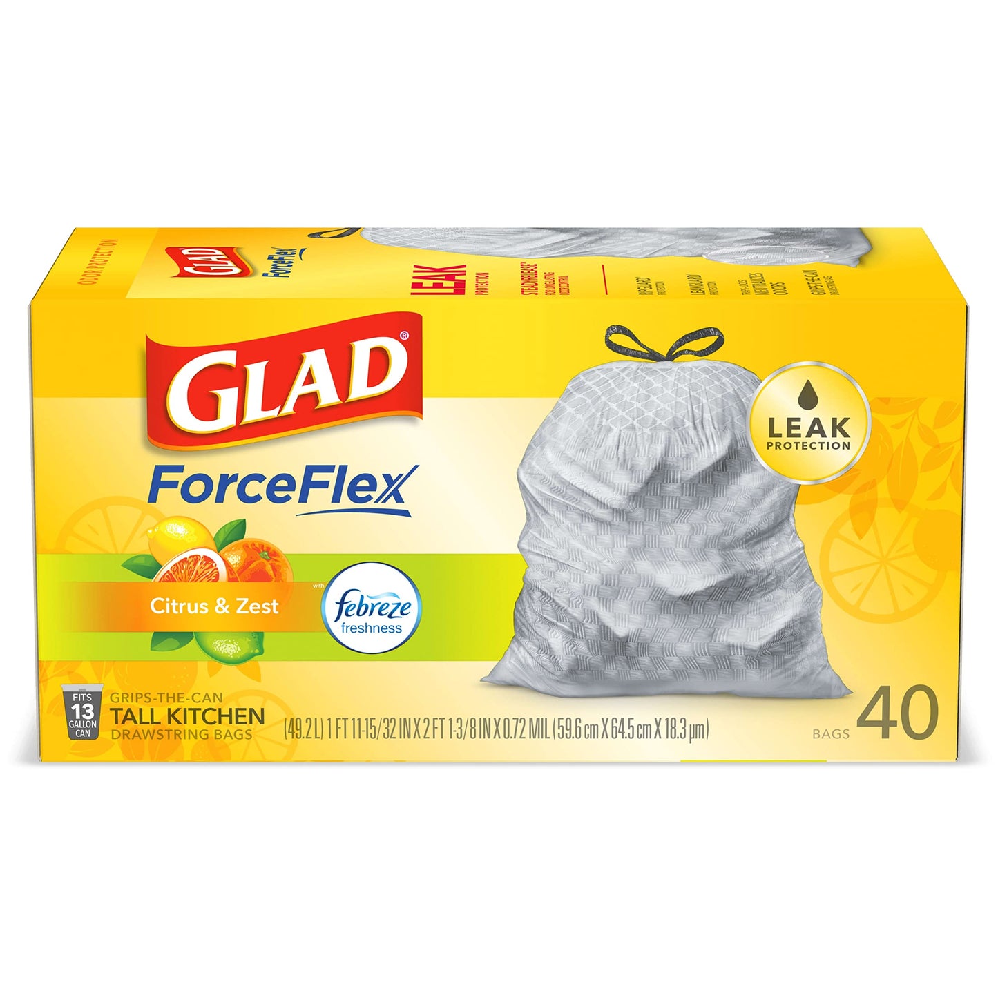 40 Count Glad ForceFlex Kitchen Trash Bags