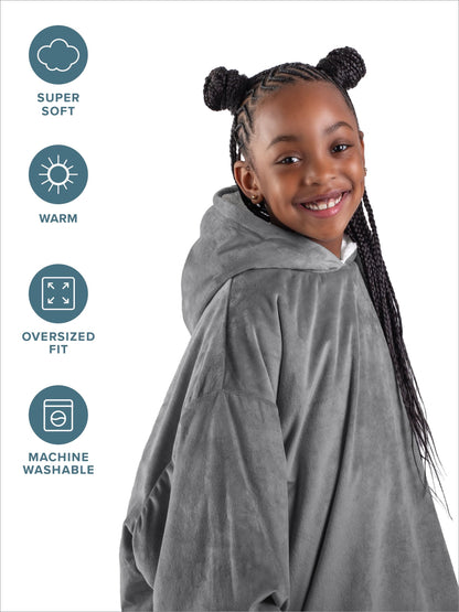Bare Home Kids Wearable Fleece Blanket Hoodie