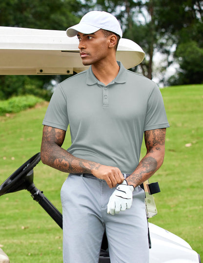 3 Pack Mens Moisture Wicking Polo Shirts