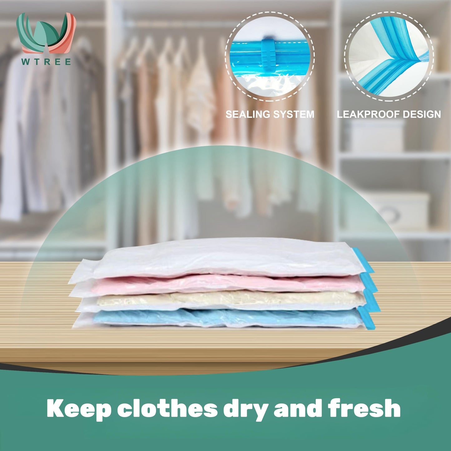 WTREE Vacuum Storage Bags for Clothes & Comforters