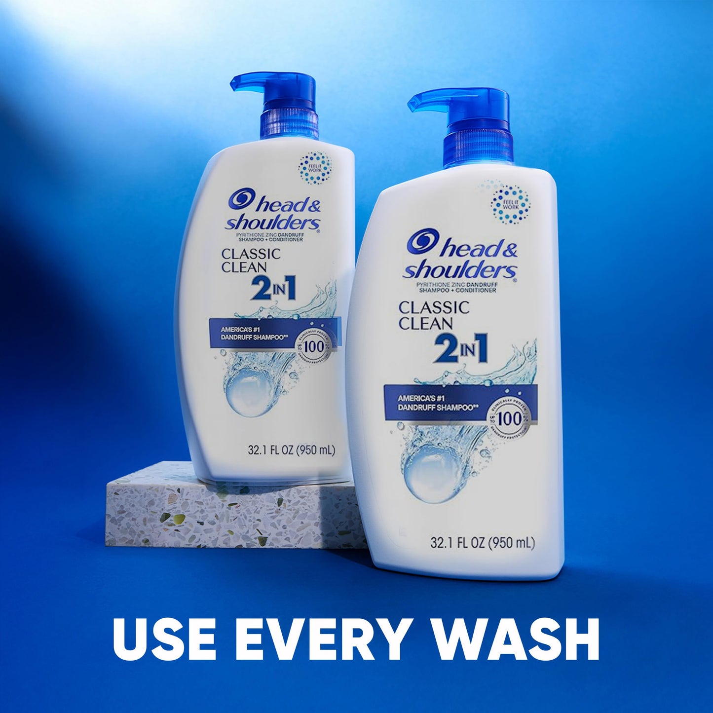 2 Big Bottles Head & Shoulders 2 in 1 Classic Clean Anti-Dandruff  Shampoo 32.1 Oz.